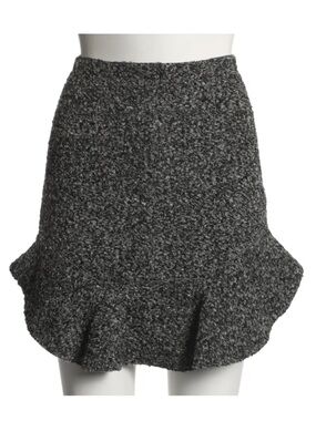 Isabel Marant Wool Blend Boucle Ruffle Hem Mini Skirt